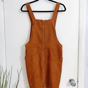 SHEIN Zip Up Corduroy Overall Dress - Size L